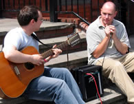 Buskers Dave Dove and Craig Moores camp outside the Civic Hall